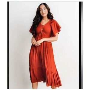 Balticborn NWT felicity smocked bodice in rust dress S